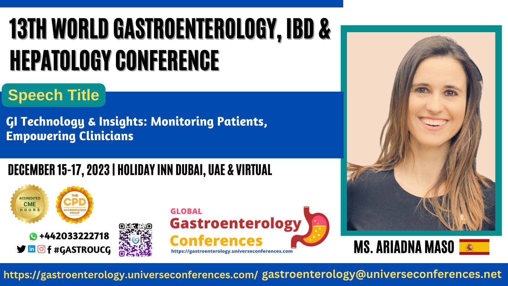 Ms. Ariadna Maso_13th World Gastroenterology, IBD & Hepatology Conference on December 15-017, 2023 in Dubai, UAE.